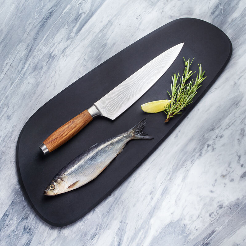 Grand couteau de chef damas avec manche en bois d'olivier noble : rpond aux exigences les plus leves Photo 2
