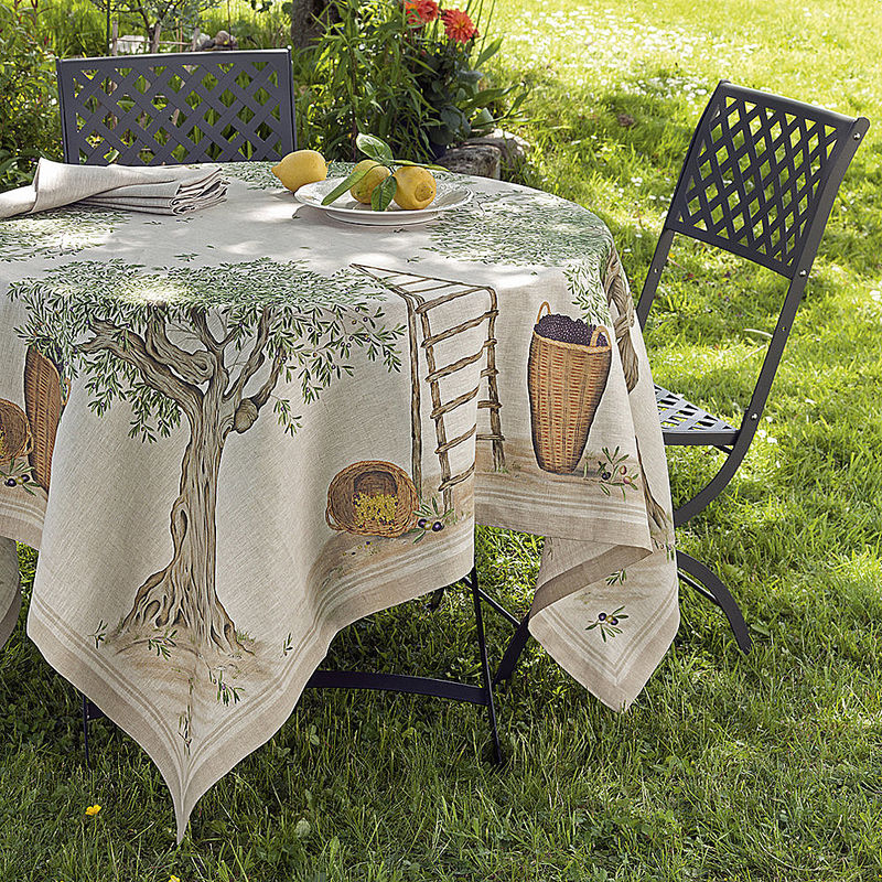 Torchons: Linge de table méditerranéen en lin au joli motif d'olives Photo 2