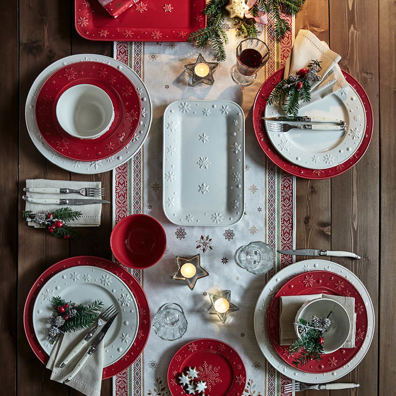 Assiettes plates - Vaisselle de Noël, décor relief Flocons de neige Photo 3