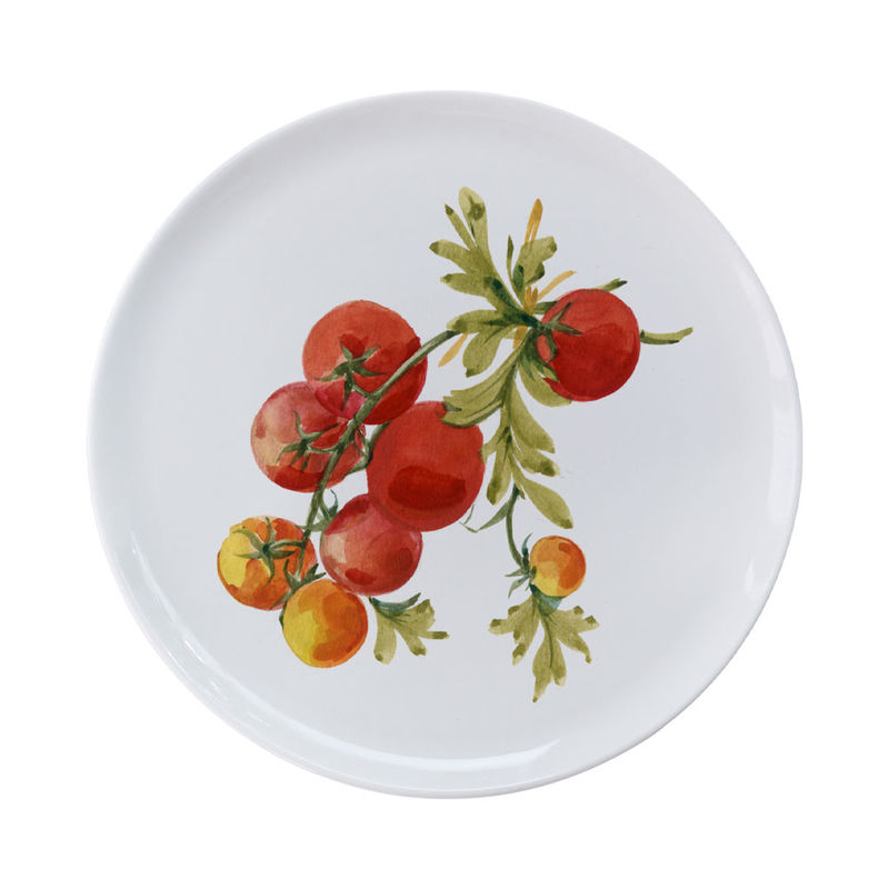 Céramique fine d'Italie : grandes assiettes aux motifs de légumes Photo 4