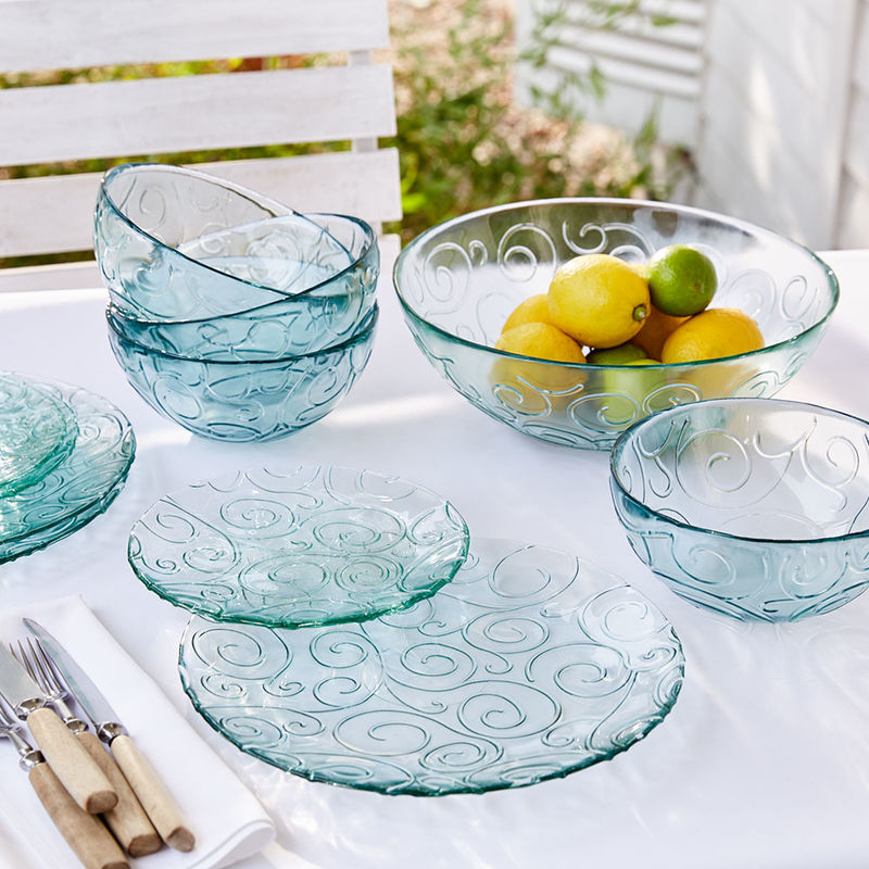 Assiettes plates : Vaisselle espagnole en verre  - originale, vive, solide Photo 2