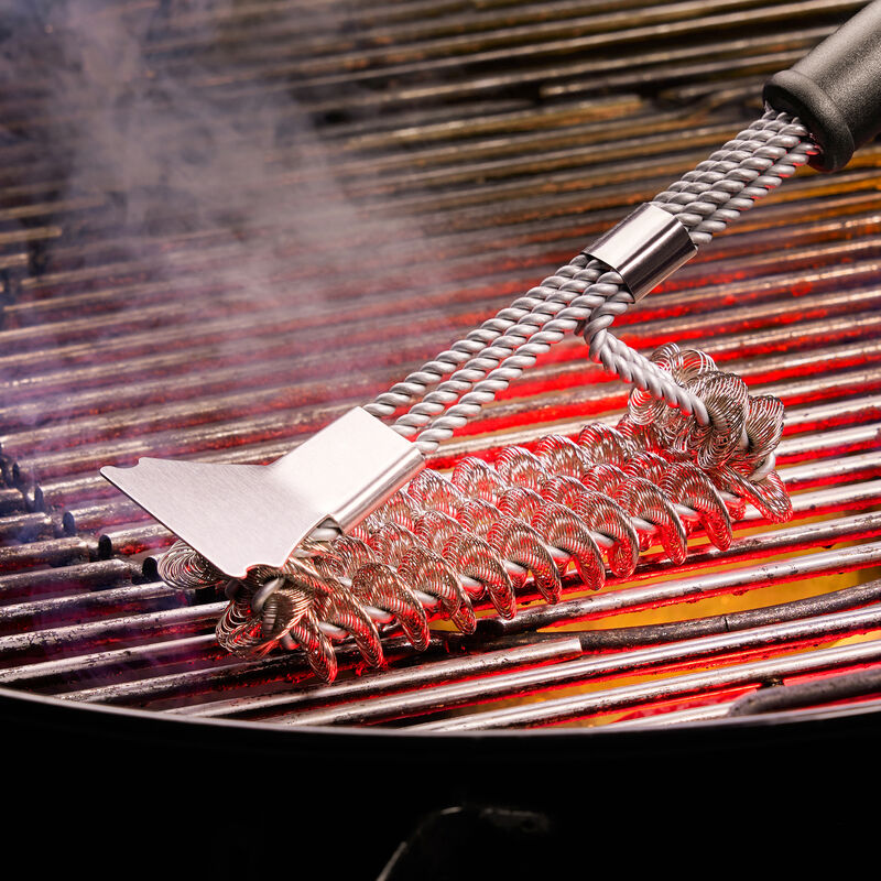 Brosse  grille de barbecue : les spirales en acier robustes et le racloir liminent les rsidus les plus tenaces Photo 5