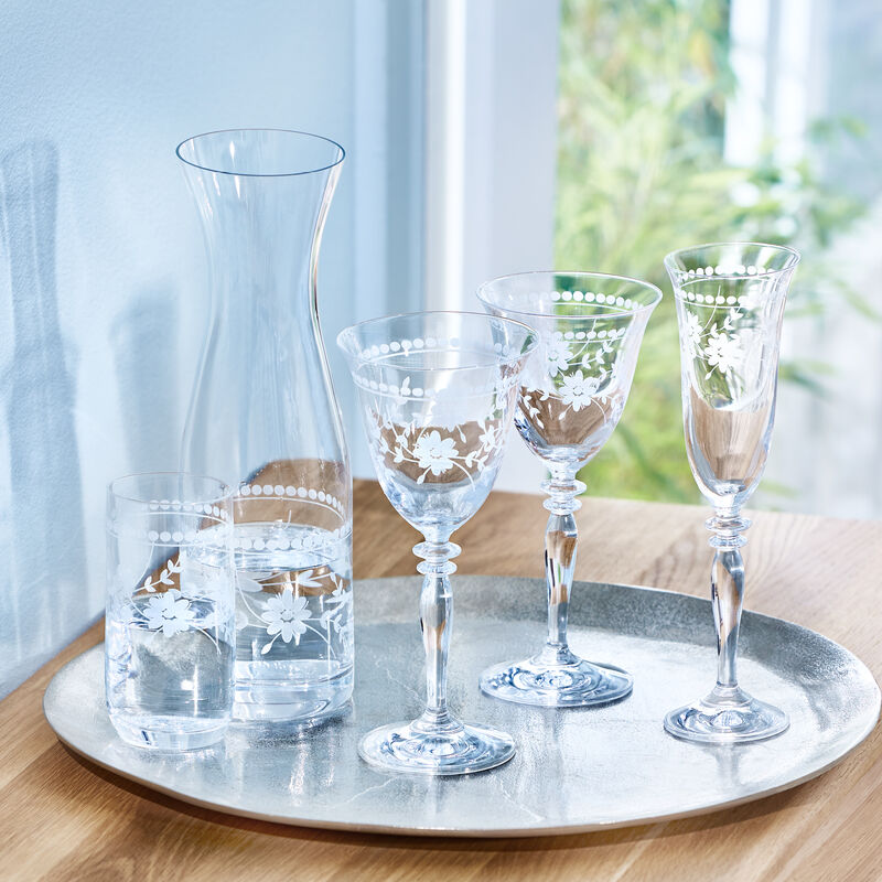 Flûtes à champagne en cristal de Bohême avec motif floral en filigrane par pantographie Photo 2