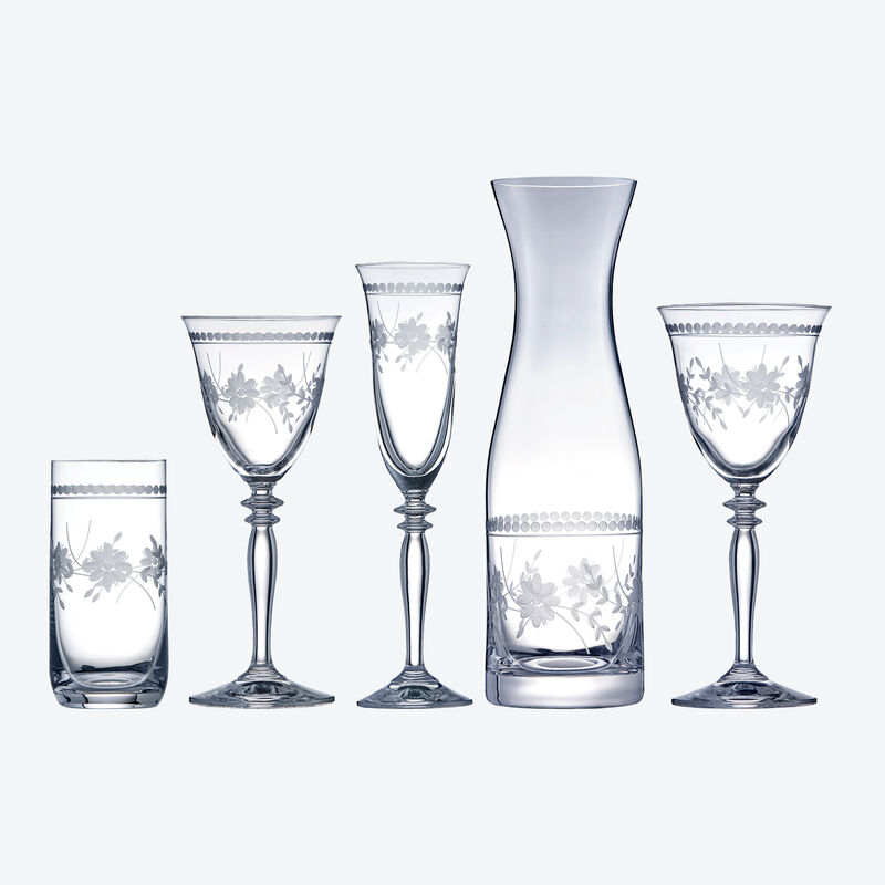 Fltes  champagne en cristal de Bohme avec motif floral en filigrane par pantographie Photo 3