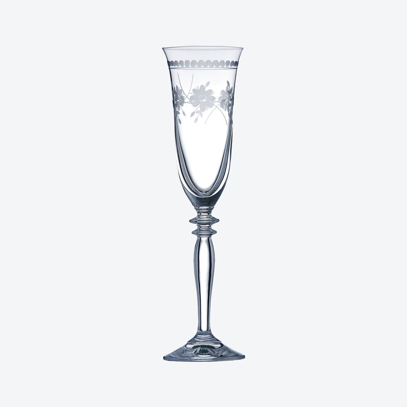 Fltes  champagne en cristal de Bohme avec motif floral en filigrane par pantographie Photo 4