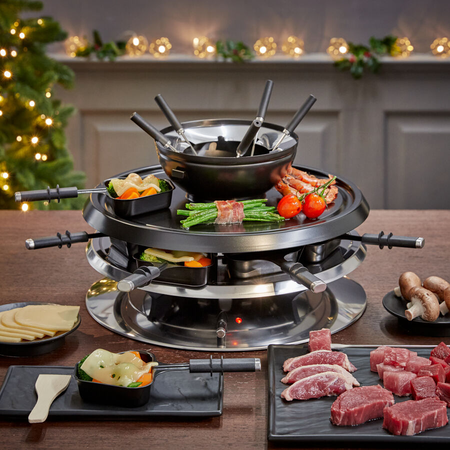 4 en 1 fondue, raclette, pierre à griller et gril de table Hagen