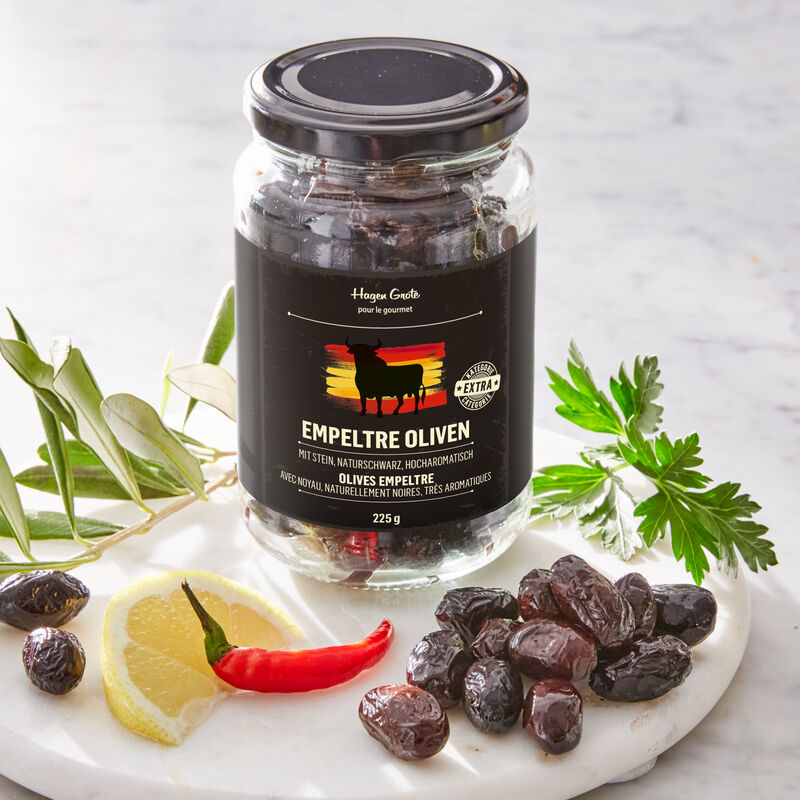 Olives Empeltre - Produit fin : olives naturellement noires, très aromatiques, 2 verres  Photo 2