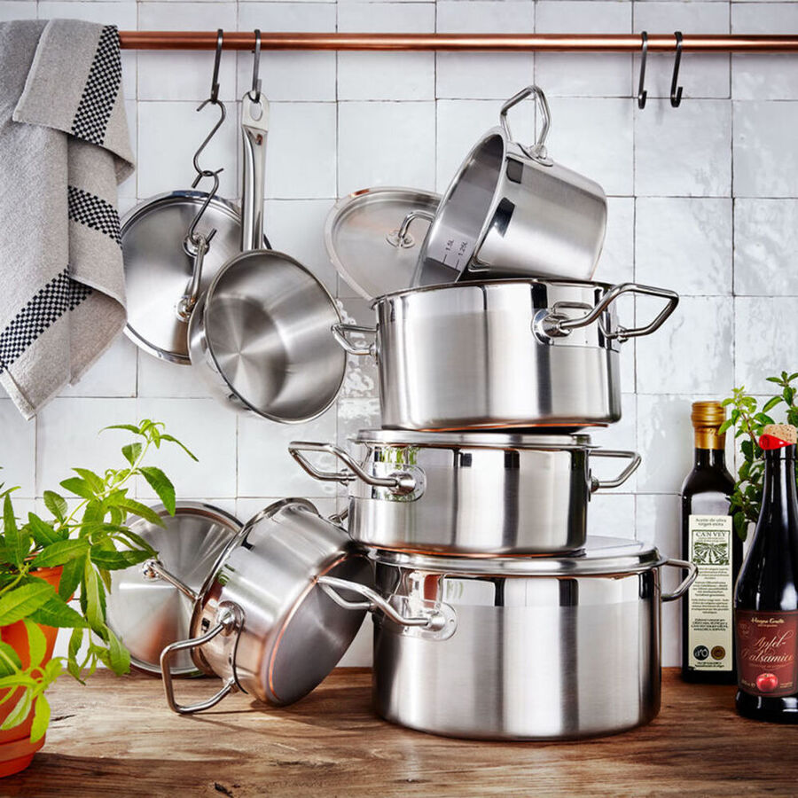 Batterie de cuisine 6 pièces en acier inoxydable avec fond en cuivre Hagen Grote GmbH