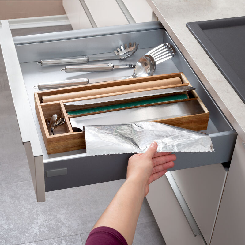 Distributeur de tiroir : film alimentaire ou papier alu, découpez-les facilement sans les sortir du tiroir Photo 2