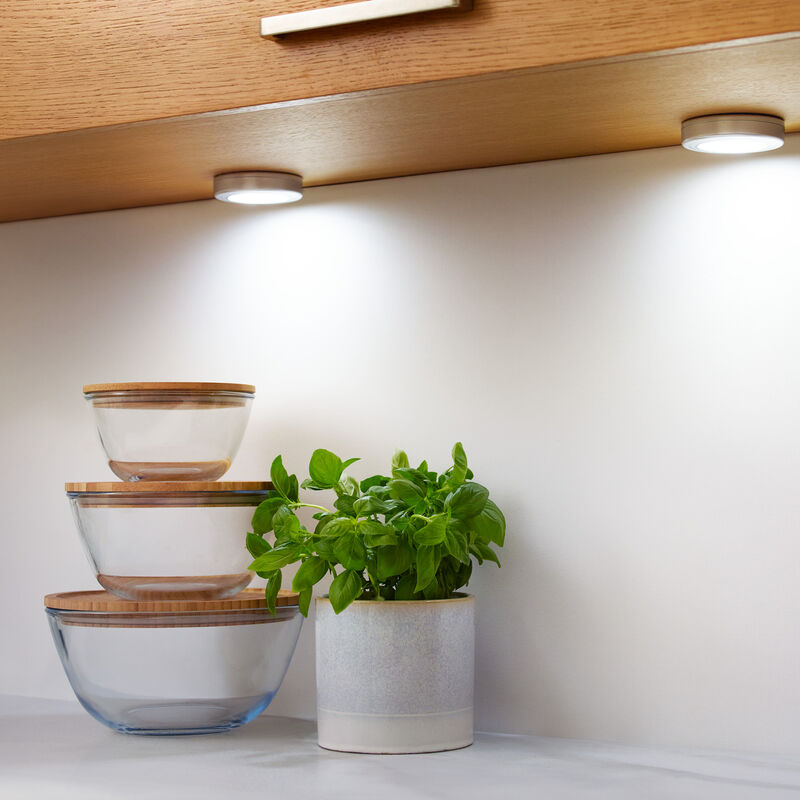 Mini-lampes LED mobiles avec dtecteur de mouvement, pour clairage sans fil de penderie, cage escalier, aimantes,  pile Photo 2