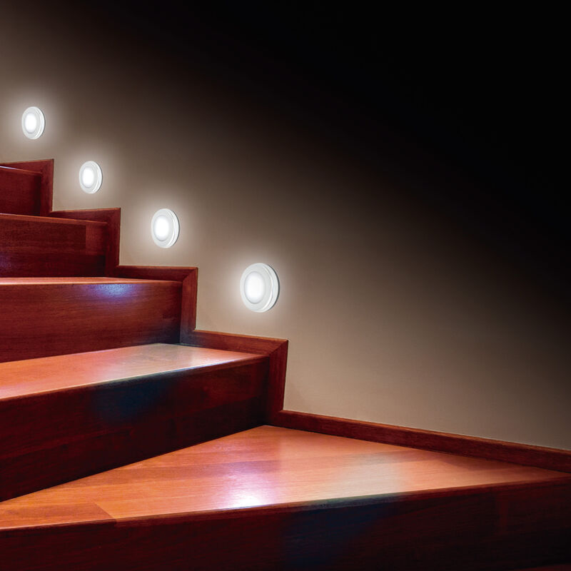 Mini-lampes LED mobiles avec dtecteur de mouvement, pour clairage sans fil de penderie, cage escalier, aimantes,  pile Photo 4