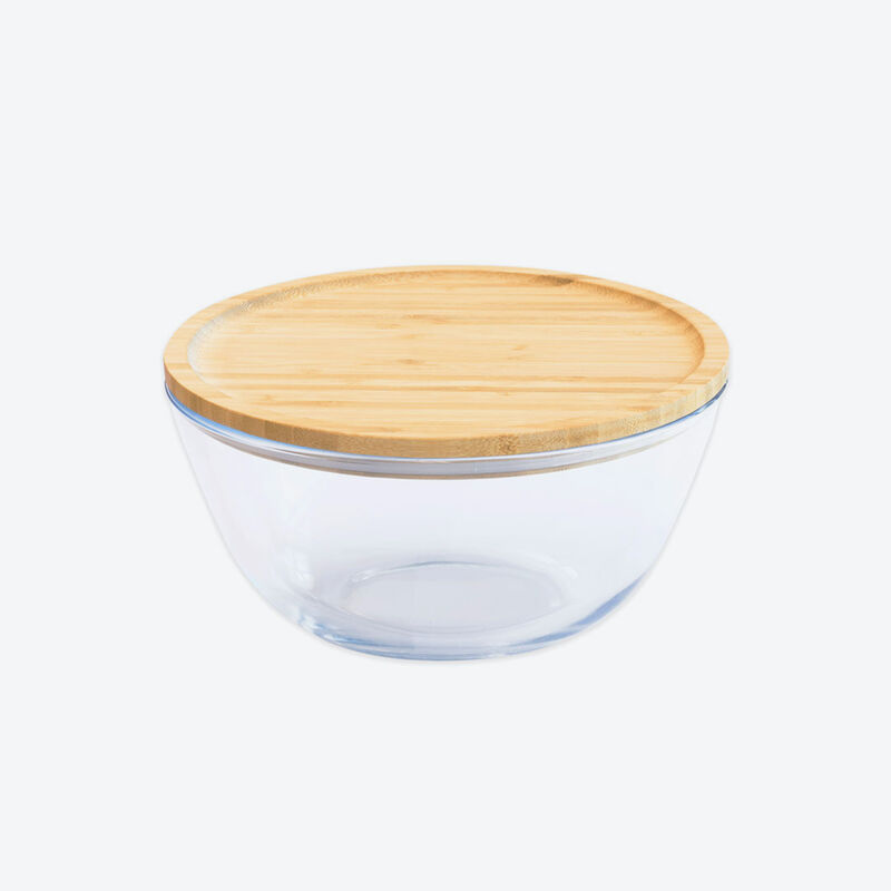 Bols en verre avec couvercles en bambou avec silicone : conservation et service parfaits