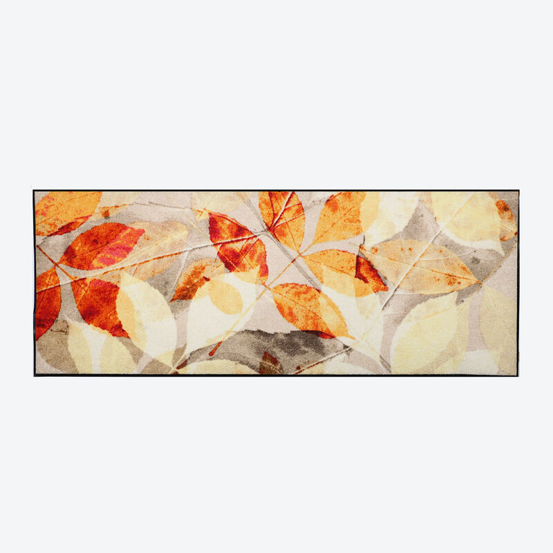 Ce tapis de sol spcial cuisine et entre, au design exclusif au motif Feuilles d'automne, protge sols et articulations