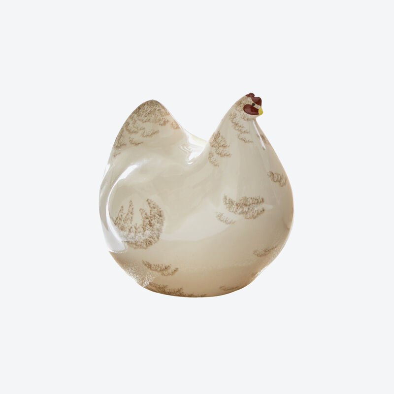 Poule en céramique peinte à la main