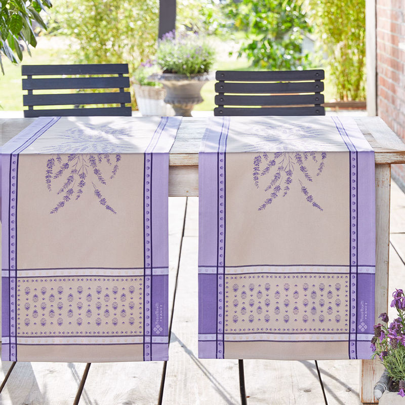Chemin de table anti-taches résistant aux taches aux couleurs traditionnelles de la Provence