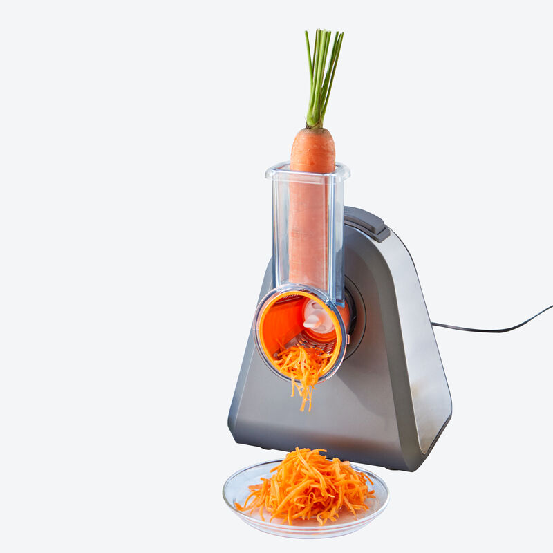 Coupe légumes électrique mobile pour couper, râper, faire des tranches ondulées