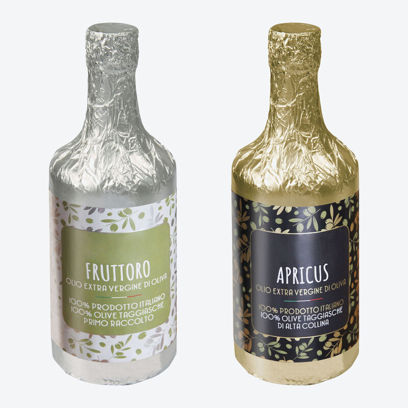 Ensemble 2 huiles : variations de goût des huiles d'olive Taggiasche aromatiques grâce à différentes périodes de récolte