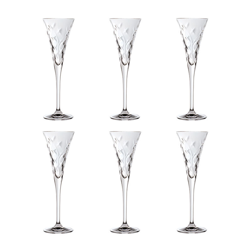 Flûtes à champagne - Élégantes, en cristal aux motifs de feuillages