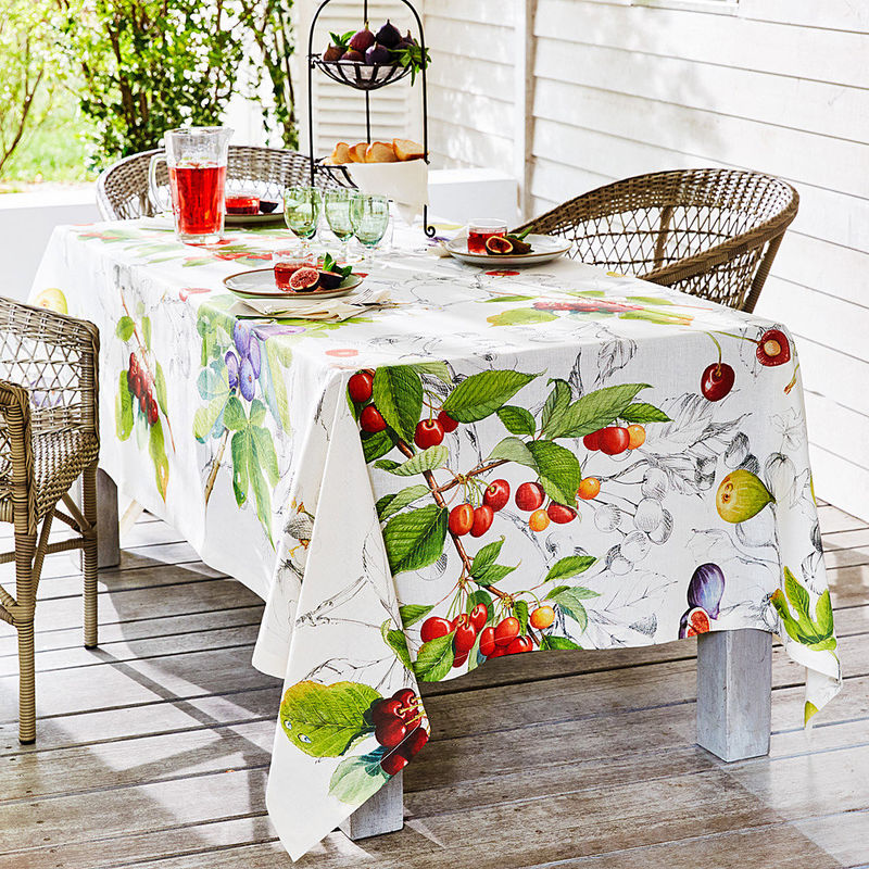 Nappe : linge de table en lin aux motifs de fruits d'été