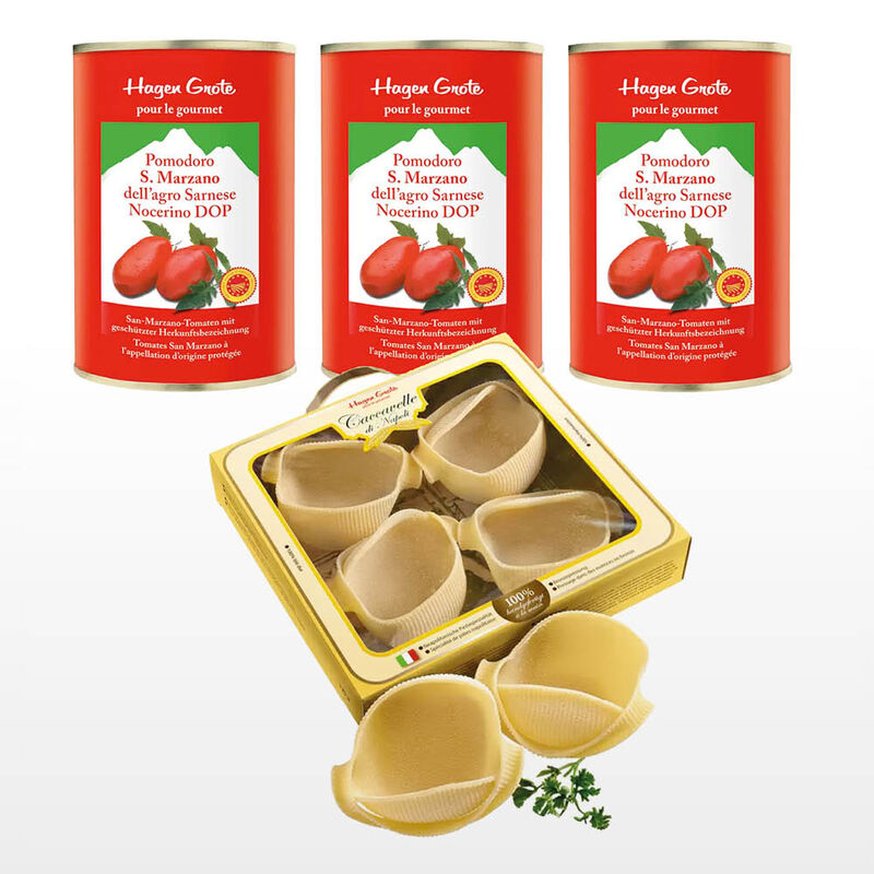 SET - 3 Dosen San Marzano Tomaten & 1 Packung Caccavelle