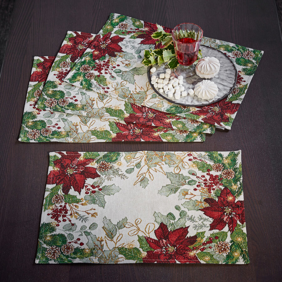 Sets de table façon gobelin, festifs, aux motifs de Noël classiques