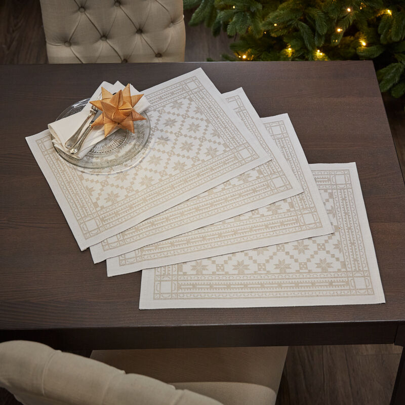 Sets de table : linge de table de Noël suédois au motif classique d'étoiles