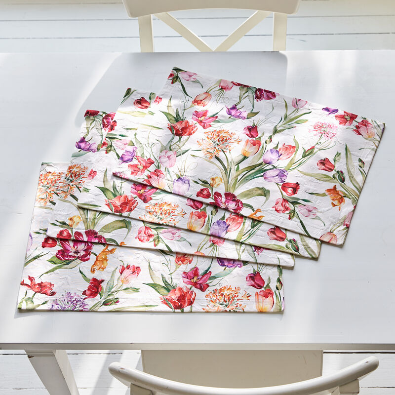 Sets de table : linge de table matelass floral avec impression numrique de haute qualit