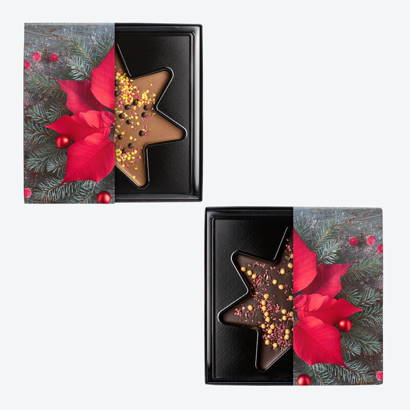 Tablettes de chocolat de Noël en forme d'étoile