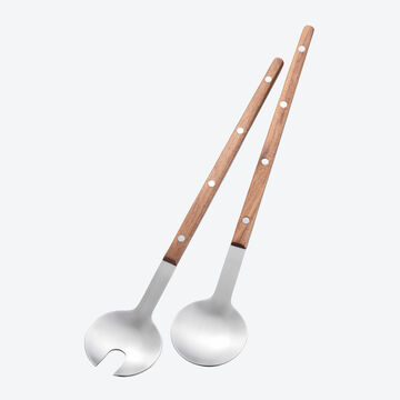 Image du produit pour 'Couverts  salade en acier inoxydable – Manches en noyer'