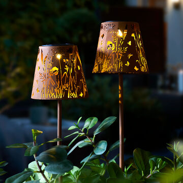 Image du produit pour '�clairage solaire sur tige - lot de 2 lampes solaires de jardin, � 12 x 58,5 cm'