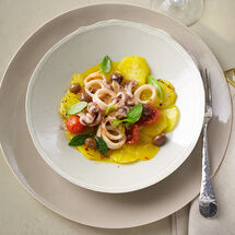 Image du produit pour 'Pommes de terre au safran dans un bouillon de lgumes avec des Calamarines'