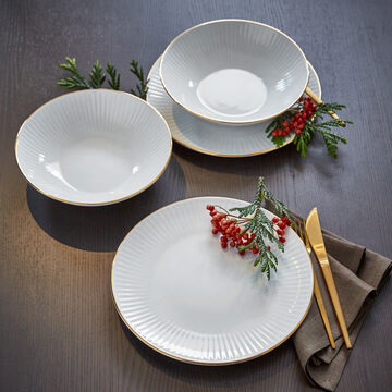 Image du produit pour 'Service 12 pices en porcelaine avec liser dor compatible lave-vaisselle'