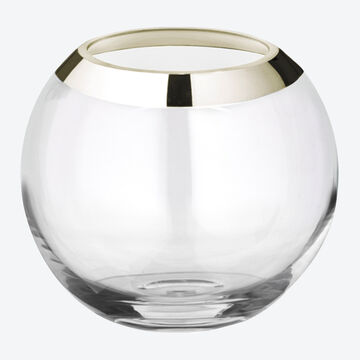 Image du produit pour 'Vase rond souffl� � la bouche � liser� platine'