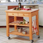 Image du produit pour 'Desserte de cuisine mobile en bois massif de haute qualit, sans panier'