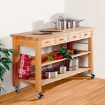 Image du produit pour 'Desserte de cuisine mobile en bois massif de haute qualit, sans panier'