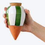 Image du produit pour 'Distributeur d'eau pour plantes en terre cuite - ray� vert/blanc, 250 ml'