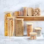 Image du produit pour 'Botes  provisions en verre tremp  couvercle en bambou : conserver srement, avec style'