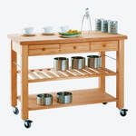Image du produit pour 'Desserte de cuisine mobile en bois de h�tre massif �tuv� de haute qualit�, sans panier'