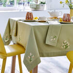 Image du produit pour 'Nappe : Laissez entrer le printemps avec ce linge de table aux narcisses minutieusement brods'
