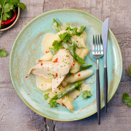 Image du produit pour 'Blanc de volaille poch� au lait de coco & asperges'