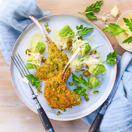 Image du produit pour 'Ctelettes d'agneau en crote de pistaches  Costolette di agnello al pistacchio e romanico '