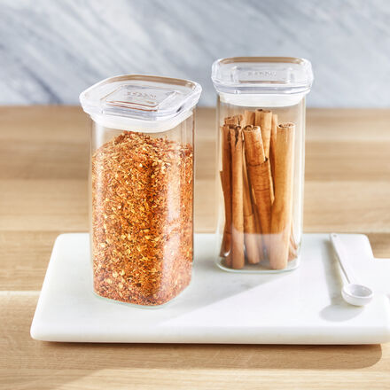 Image du produit pour 'Lot de 2 pots � �pices en verre tremp� - 6 x 6 cm (l/p)'