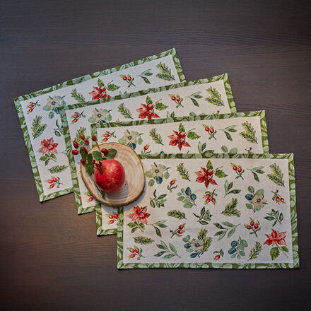 Image du produit pour 'Lot de 4 sets de table en gobelin - Motif rameau fleuri - 32 x 48 cm'