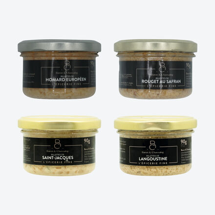 Image du produit pour 'Produit fin de Bretagne : assortiment de 4 rillettes de la mer, spcialit bretonne, produits de la mer'