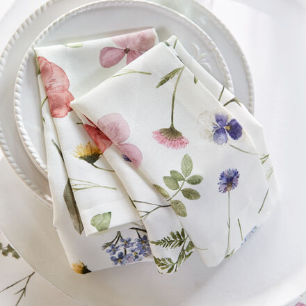 Image du produit pour 'Serviettes de table fleuries en coton - motif de fleurs des pr�s - lot de 2'