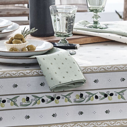 Image du produit pour 'Serviettes : linge de table mditerranen enduit au motif d'olives'