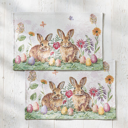 Image du produit pour 'Set de table en tissu � motif de lapins - Gobelin, lot de 2'