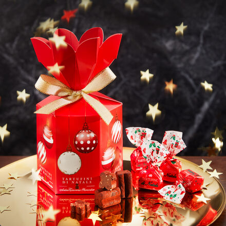 Image du produit pour 'Tartufini di Natale - Truffes au chocolat noir, emballage cadeau, 180 g'