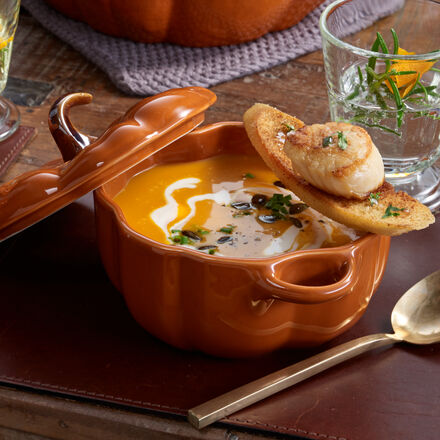 Image du produit pour 'Velout de potiron avec brochettes de coquilles Saint-Jacques'