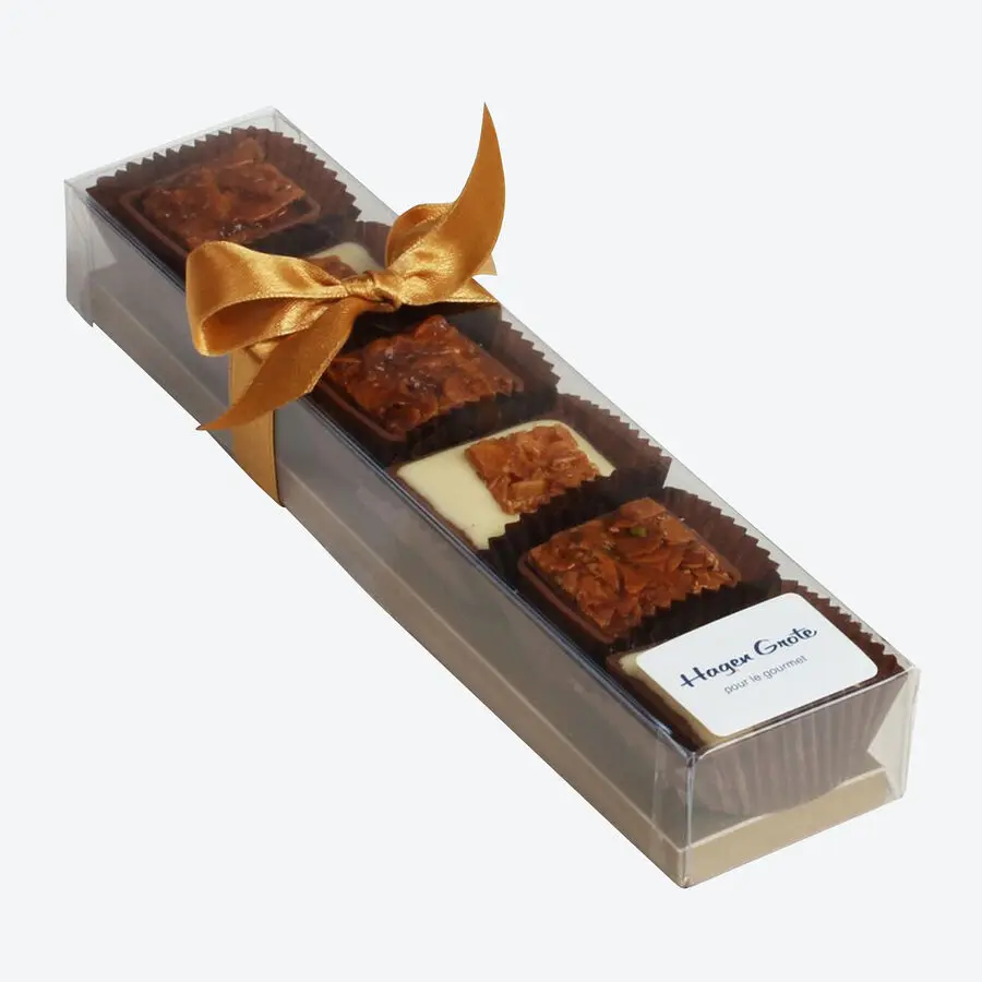 Florentiner Pralinen in Geschenkbox – knusprige Mandel- und Schokoladenstücke mit feiner Glasur, festlich verpackt